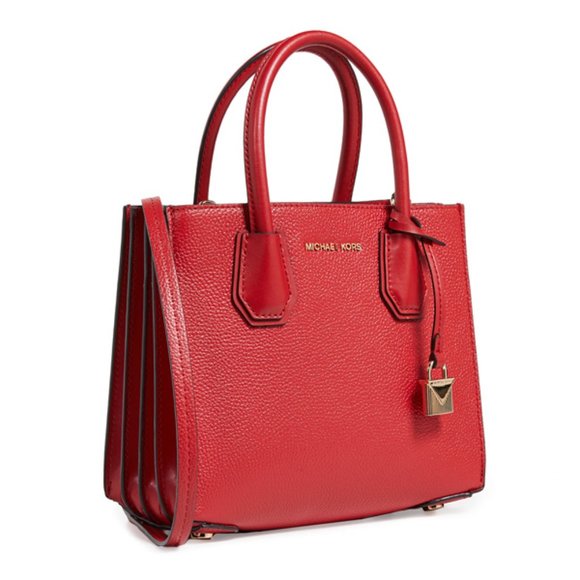 NWT Michael Kors Mercer Accordion Messenger Small Leather Satchel Crossbody Bag